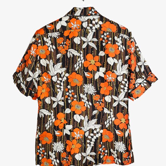 Prada 2018 Orange Silk Hawaiian Print Bowling Shirt - Picture 2 of 15